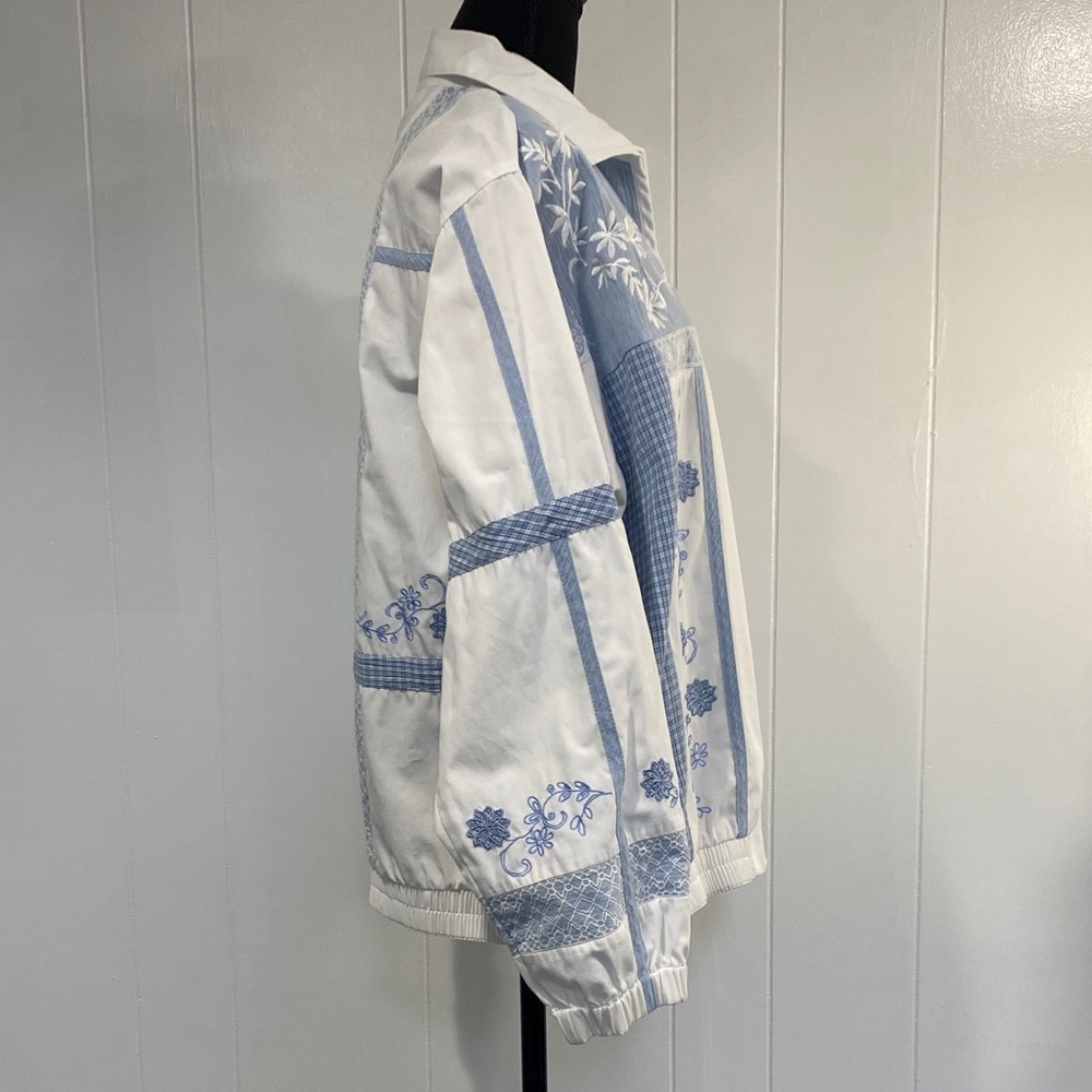 Koret Blue White Patchwork Embroidered Coastal Zi… - image 5